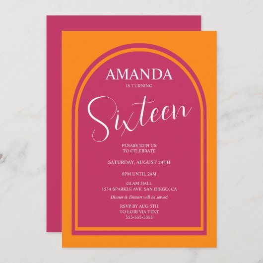 いかなるモダン年齢の誕生日 招待状 (正面/裏面)