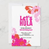 いかなる時代の熱帯誕生日パーティーピンクオレンジルアウ(ハワイ式宴会) 招待状 (正面)