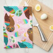 いかに今コキンメフクロウか。 キッチンタオル (四つ折り)