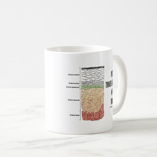 いかに皮が厚いですか。 (表皮の皮の層) コーヒーマグカップ (正面右)