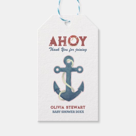 いかりありがとう航海の赤ちゃんシャワー ギフトタグ (正面)