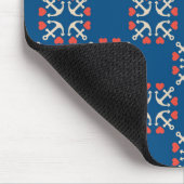 いかりおよびハートパターン マウスパッド (コーナー)