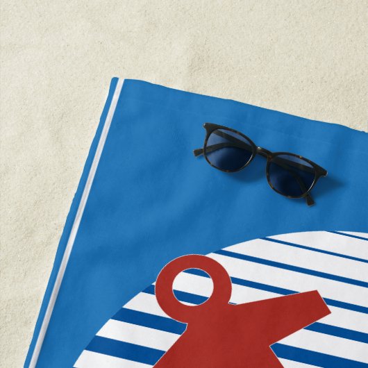 いかりおよび名前をカスタムするを用いる遊航船 ビーチタオル (インサイチュ)