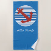 いかりおよび名前をカスタムするを用いる遊航船 ビーチタオル (正面)