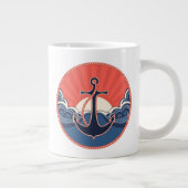 いかりおよび海の波パターン ジャンボコーヒーマグカップ (右)