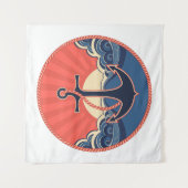 いかりおよび海の波パターン タペストリー (正面)