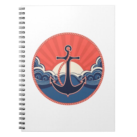 いかりおよび海の波パターン ノートブック (正面)