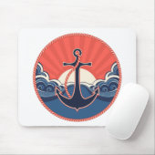 いかりおよび海の波パターン マウスパッド (マウス)