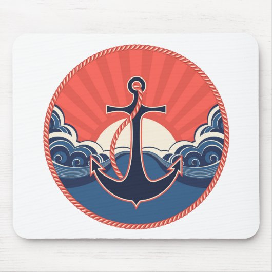 いかりおよび海の波パターン マウスパッド (正面)