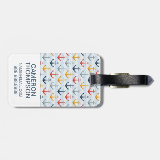 いかりが付いているカスタムな写真の航海のなパターン ラゲッジタグ (裏面横)