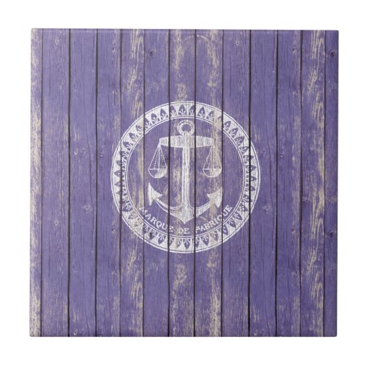 いかりが付いている動揺してで旧式な木製のプリント タイル (正面)