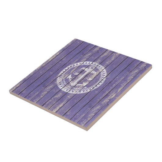 いかりが付いている動揺してで旧式な木製のプリント タイル (側面)