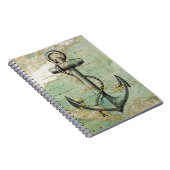 いかりが付いている旧式で航海のな地図 ノートブック (右側)