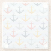 いかりが付いている航海のなパターン ガラスコースター (裏面)