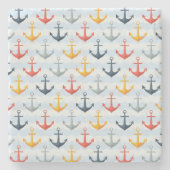 いかりが付いている航海のなパターン ストーンコースター (正面)