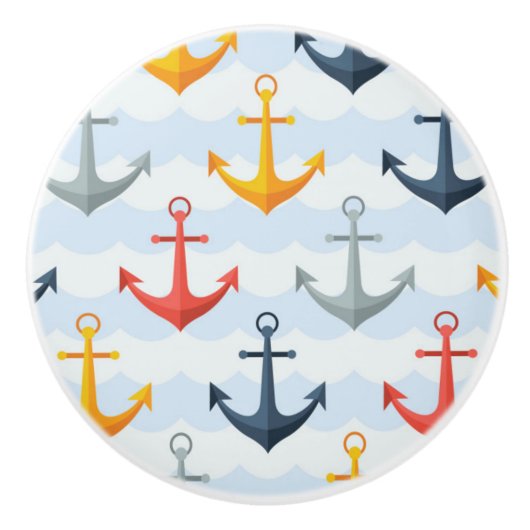 いかりが付いている航海のなパターン セラミックノブ (正面)