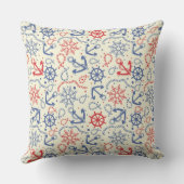 いかりが付いている赤そして海軍背景 クッション (裏面)