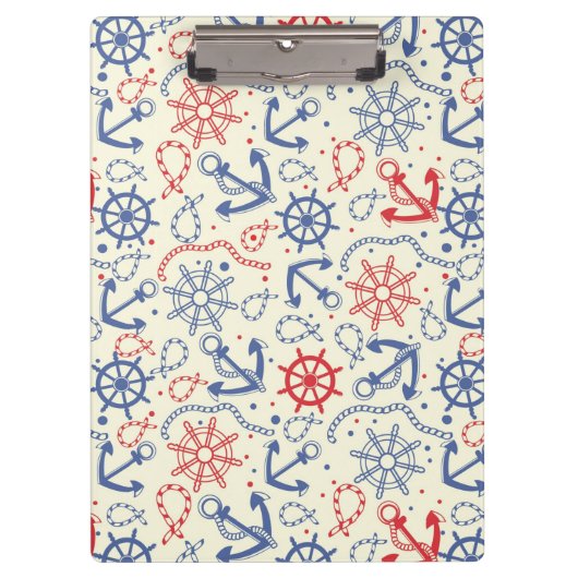 いかりが付いている赤そして海軍背景 クリップボード (正面)