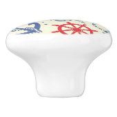 いかりが付いている赤そして海軍背景 セラミックノブ (側面)