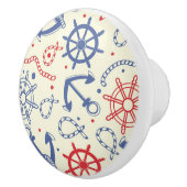 いかりが付いている赤そして海軍背景 セラミックノブ (右)