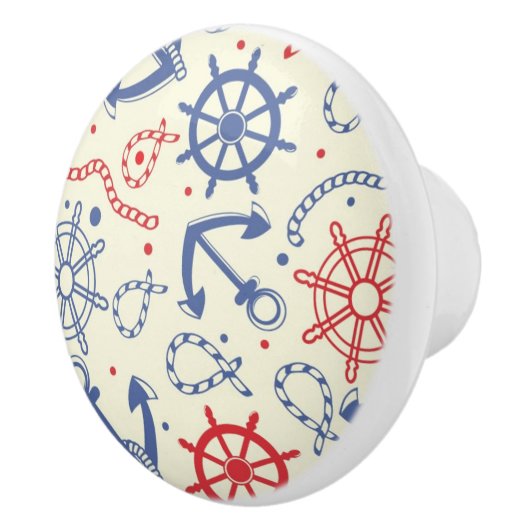 いかりが付いている赤そして海軍背景 セラミックノブ (右)