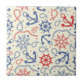 いかりが付いている赤そして海軍背景 タイル (正面)