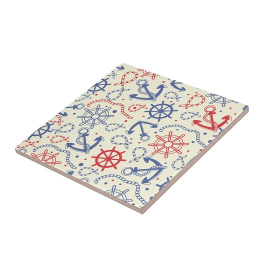 いかりが付いている赤そして海軍背景 タイル (側面)