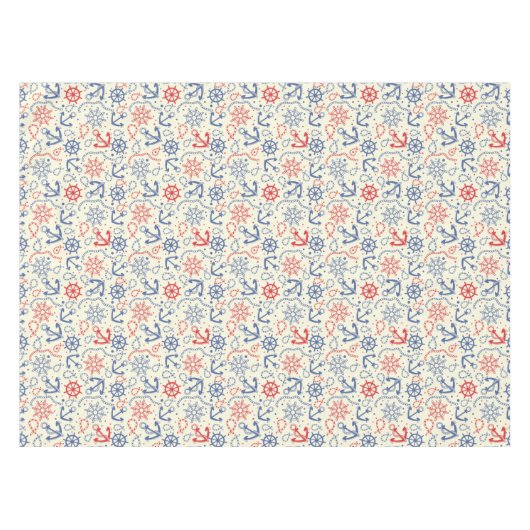 いかりが付いている赤そして海軍背景 テーブルクロス (正面(横))