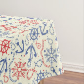 いかりが付いている赤そして海軍背景 テーブルクロス (インサイチュ)