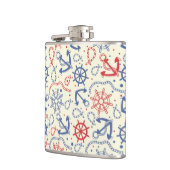 いかりが付いている赤そして海軍背景 フラスク (左)