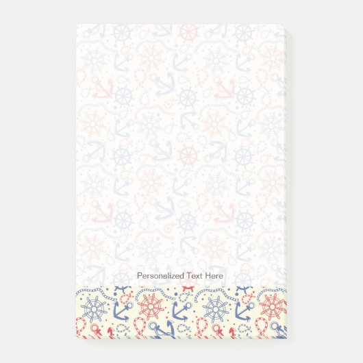 いかりが付いている赤そして海軍背景 ポストイット (正面)