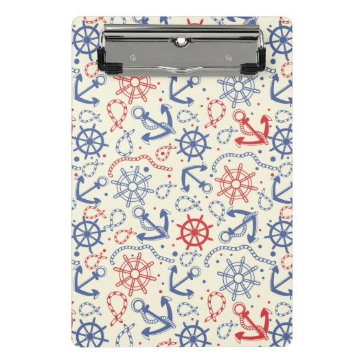 いかりが付いている赤そして海軍背景 ミニクリップボード (正面)