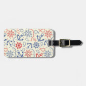 いかりが付いている赤そして海軍背景 ラゲッジタグ (正面横)