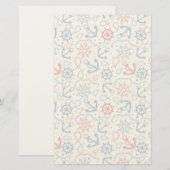 いかりが付いている赤そして海軍背景 便箋 (正面/裏面)