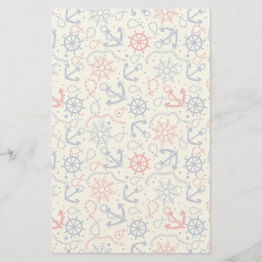 いかりが付いている赤そして海軍背景 便箋 (正面)