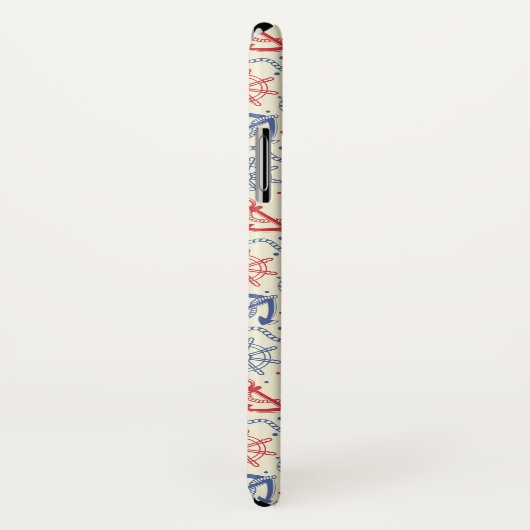 いかりが付いている赤そして海軍背景 Case-Mate iPhoneケース (裏面/右)