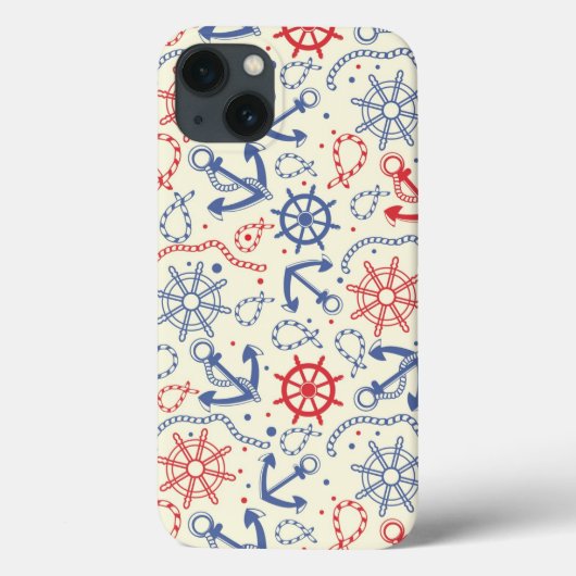 いかりが付いている赤そして海軍背景 Case-Mate iPhoneケース (裏面)