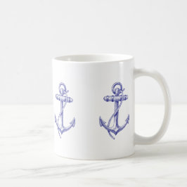 いかりが付いている青および白く航海のなコーヒーカップ コーヒーマグカップ