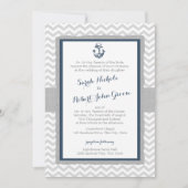 いかりとシェブロン海軍ブルーとグレイ結婚ズ 招待状 (正面)