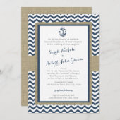 いかりとシェブロン・ネイビー素朴ル結婚ズ 招待状 (正面/裏面)