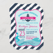 いかりとストライプのベビーシャワー招待状 招待状 (正面/裏面)