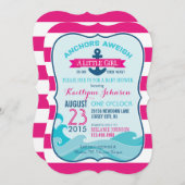 いかりとストライプのベビーシャワー招待状 招待状 (正面/裏面)