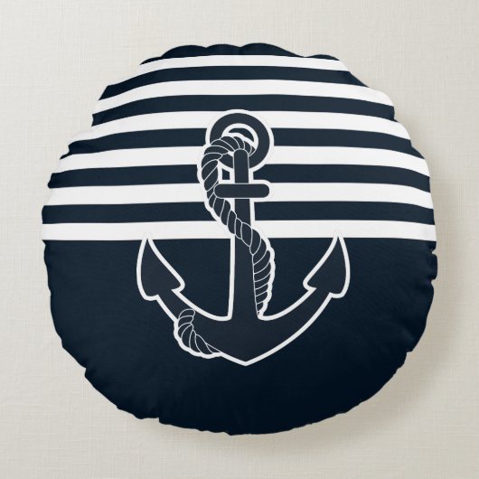 いかりとストライプ ラウンドクッション (正面)