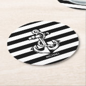 いかりとストライプ ラウンドペーパーコースター (アングル)