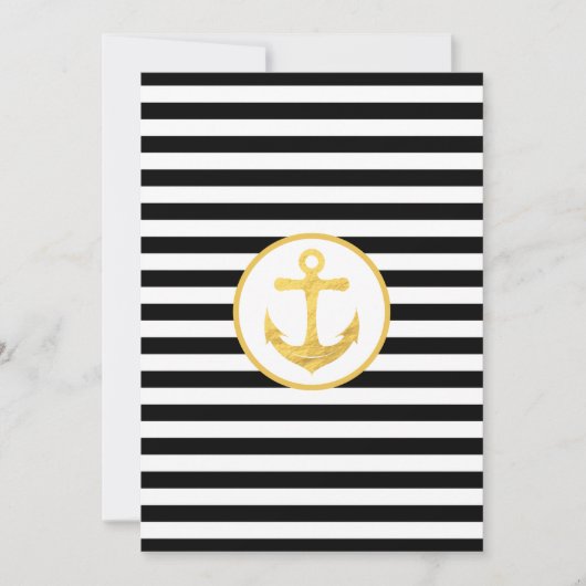 いかりとストライプ |航海のテーマ |グリーティングカード サンキューカード (正面)