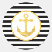 いかりとストライプ |航海のテーマ |シール ラウンドシール (正面)