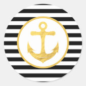 いかりとストライプ |航海のテーマ |シール ラウンドシール (正面)