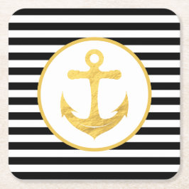 いかりとストライプ |航海のテーマ | Coasters スクエアペーパーコースター
