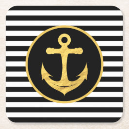 いかりとストライプ |航海のテーマ | Coasters スクエアペーパーコースター