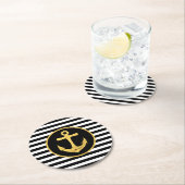 いかりとストライプ |航海のテーマ | Coasters ラウンドペーパーコースター (インサイチュ)